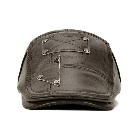 Casquette Beret Cuir Pour Homme