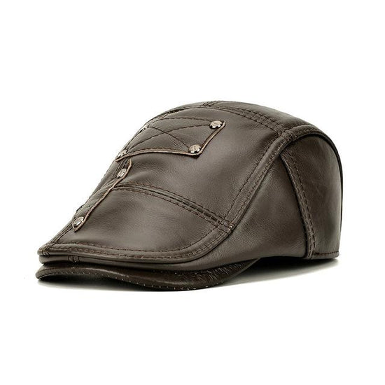 Casquette Beret En Cuir Pour Homme