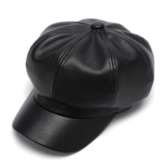 Casquette Gavroche Cuir Femme