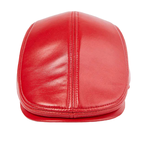 Casquette Plate Cuir Rouge