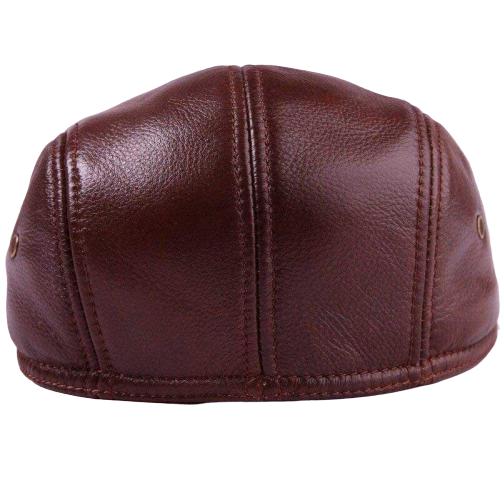 Casquette Plate Rouge Cuir